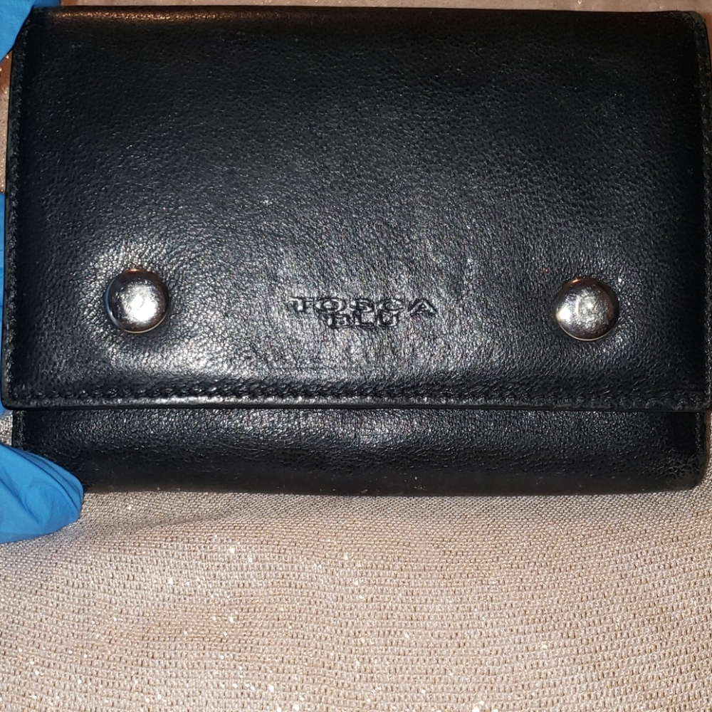 Tosca Blu trifold black leather wallet